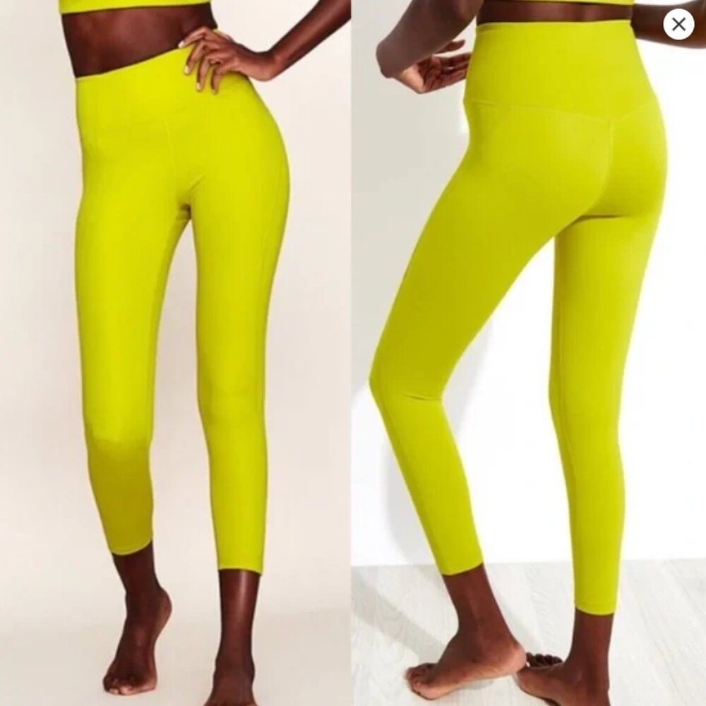 THE GIRLFRIEND COLLECTIVE WOMENS LEGGING PANT NEON YELLOW YOGA SMALL